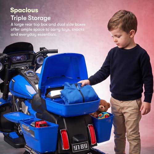 Image of BAYBEE Adreno Baby Electric Bike for Kids with Hand Accelerator | Big Battery Baby Bikes with Realistic Meter, RGB Lights & Music | Rideon Battery Operated Bike for Kids to Drive 1 to 8 Years (Blue)