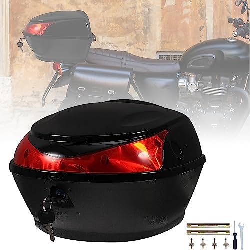 NYCDA Bauletto posteriore per moto, borsa per casco, guscio in ABS resistente, catarifrangenti notturni e capacità di 44 litri, custodia per baule posteriore per moto impermeabile con serratura