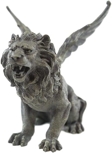 Ebros Gift Estatua de gárgola de león rugiente alado gótico de 7 pulgadas de alto, símbolo de majestad realeza, poder dominio, macabro, mítico,