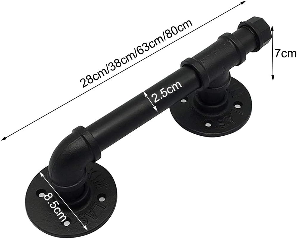 Door Handle Black Barn Door Handle External Internal Pull - Wrought Iron Sliding Patio Door Handle Replacement Hardware Sets with Screw Fix - for Shed and Garage Outdoor Indoor