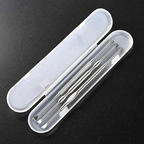 3Pcs Ear Pick Earwax Removal Kit, Geengle Ear Care Set, Premium Stainless Steel Ear Curette With Storage Box, A Cleaning Brush Included #TOP5