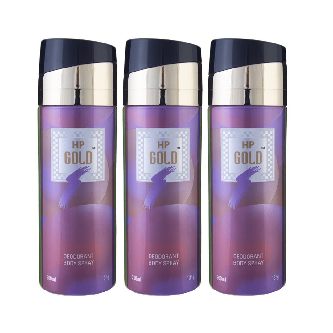 HP Gold Deodorant 200ML(600ML) Pack of 3 For Men & women Premium Long Lasting Fragrance Refreshing Body Spray Deodrant