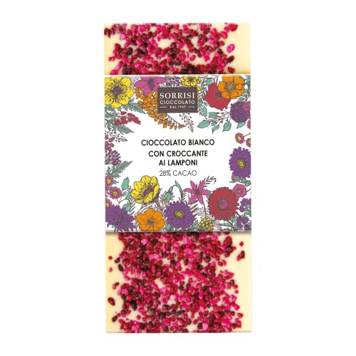 Weiße Schokolade mit Himbeeren, weisse Schokolade mit Himbeeren, Glutenfrei, Tafel Schokolade, aus Italien, Boella & Sorrisi, 28% Kakao, 80 g Cover