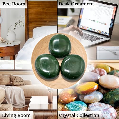 Image of Amazing Gemstone Dark Green Aventurine Crystals and Healing Stones - Large Palm Stone Crystals Piedra - Crystal for Good Luck, Positive Energy, Meditation - Unique Stocking Stuffers, Gifts for Women