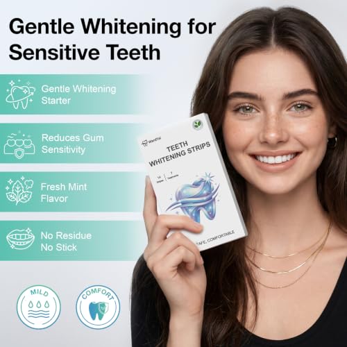 Image of Teeth Whitening Strips, 7-Day Starter Pack, 14 Strips / 7 Treatments, 6% Hydrogen Peroxide Formula with Hydroxyapatite, Mild Mint Flavor, 30-Min Routine