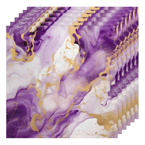 Servilletas de Tela Marmol Morado Oro Set 6 20x20 miniatura 2