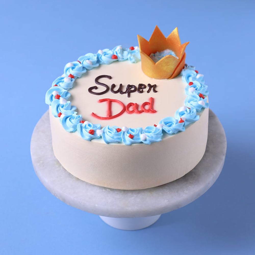 FlowerAura Delicious Fresh 1Kg Crown & Rosettes Vanilla Eggless Cake For Birthday Gift & Fathers Day Cake For Dad | Father | Papa | Father-In-Law | Appa (Same Day Delivery)-image-41