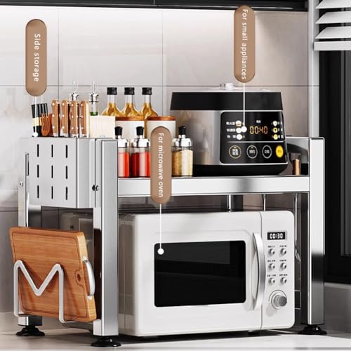Support de micro-ondes extensible et réglable, étagère robuste en acier - 5