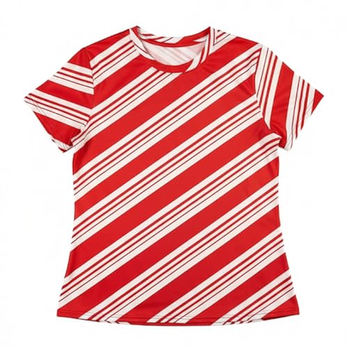 ComfyCamper Womens Red Candy Cane Striped Christmas Costume Shirt Adult Teens Woman Women Holiday Xmas Shirts S