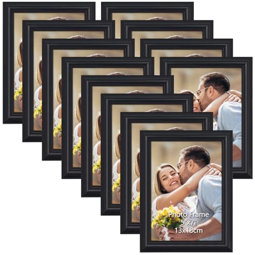 PETAFLOP 12er Set Bilderrahmen Schwarz 13x18 cm – Fotorahmen für Wand-...