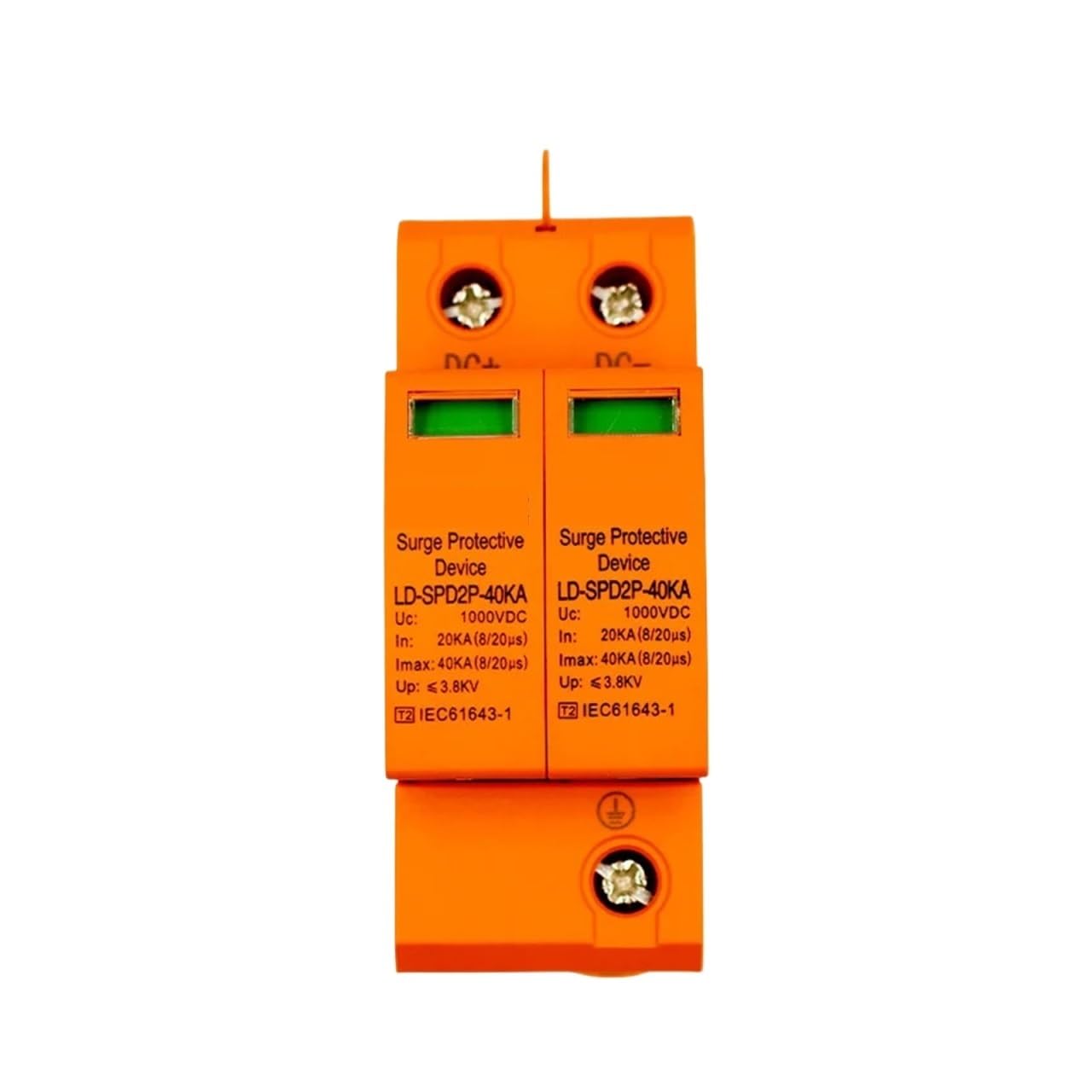 Odgromnik domowy z certyfikatem CE, 2P DC 500-1000 V, 20-40 kA, montaż na szynie DIN, ochrona odgromowa (1000 VDC)