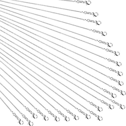 TianBo 24pcs 1.2mm 925 Sterling Silver Plated Necklace Chain Snake Chains with Lobster Clasps for Jewelry Making Supplies 18 inch 20 inch 22 inch 24 inch 26 inch 28 inch (4PCS/Size)