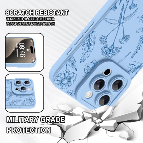Idée cadeau coque iPhone 15 Pro Max fleurs bleues filles femmes - 3