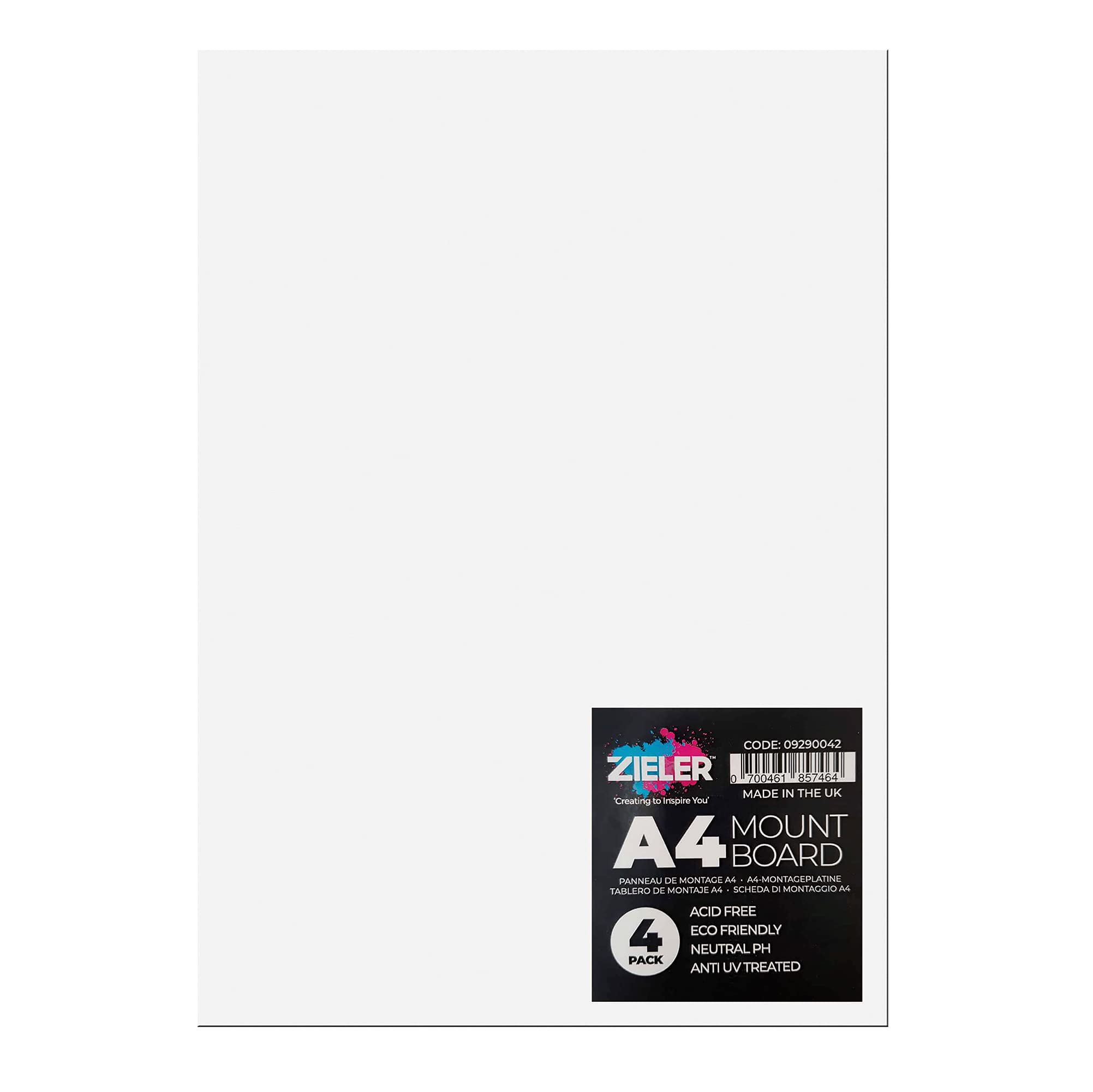 White Mount Board by Zieler® | 1.4mm Thick | High-White Sheets (A4 (4 Sheets))
