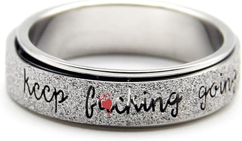 Miniatura 8 de Anillo giratorio de ansiedad con inicial para mujeres, hombres, anillo giratorio para hombre, anillo giratorio plateado, arco iris, negro, acero