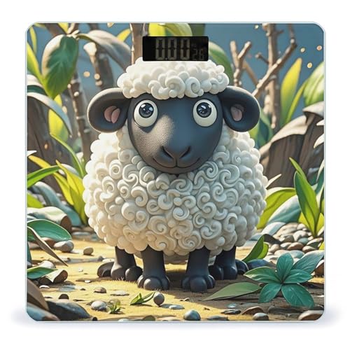 Báscula Digital Cartoon Black White Sheep de Vidrio Templado miniatura 1
