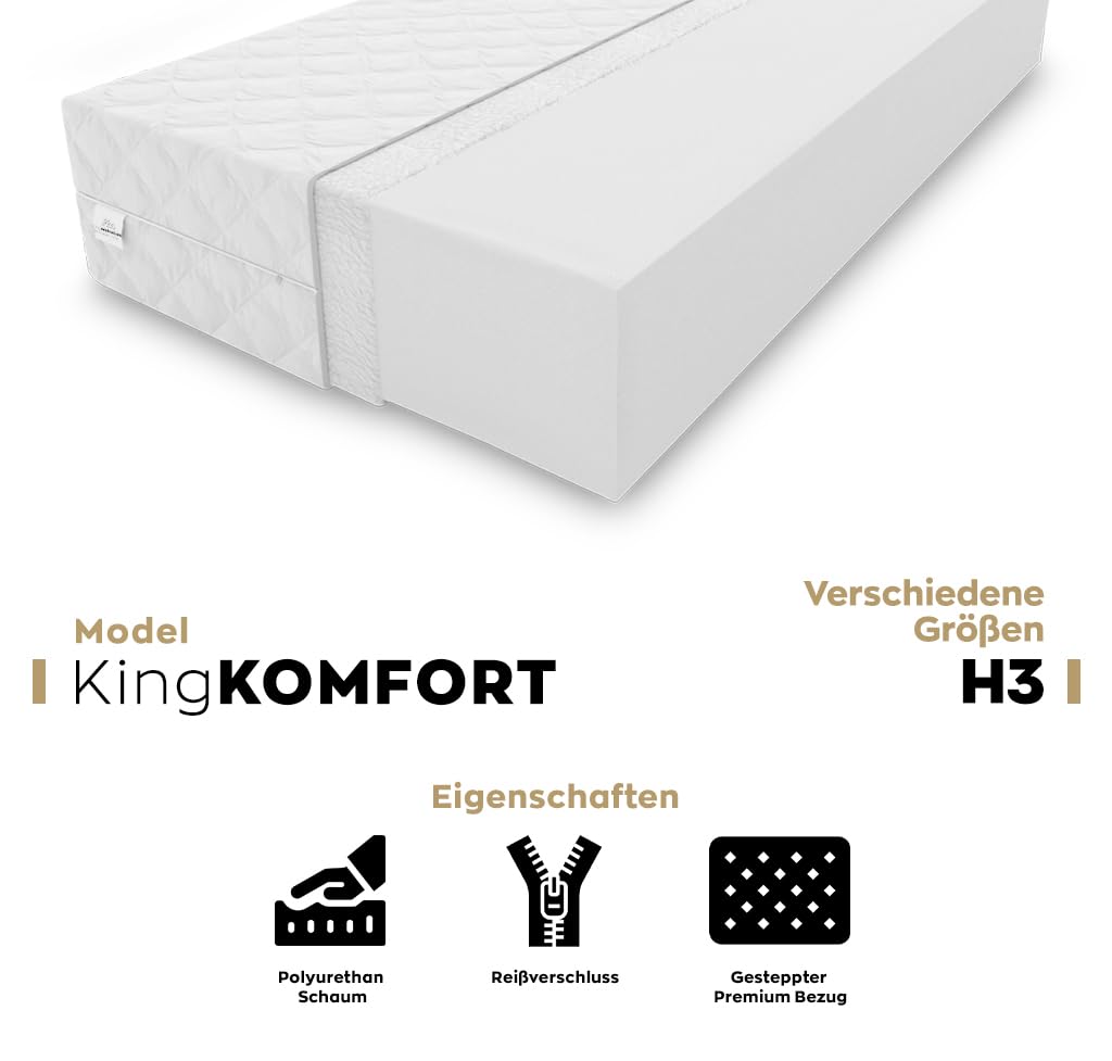 Matratzen Schaumstoff rollmatratze kaltschaum Bett matratzen H3 KingKOMFORT 10cm (Komfort 80X180x10)