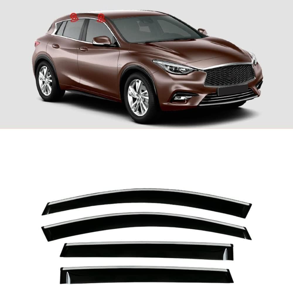 JIAGHUI Wind Rain Sun Guard Deflectors Set for Infiniti Q30 MK1-H15 2015-2019, Wind Deflectors Accessories Acrylic Side Visors Window Deflectors