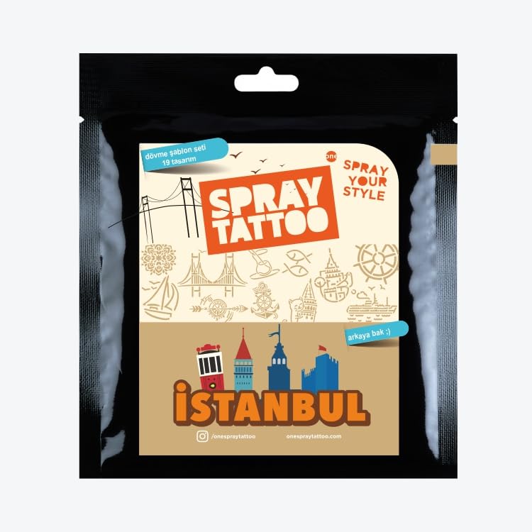 İstanbul City Pack Dövme Şablon Seti ve Siyah Sprey