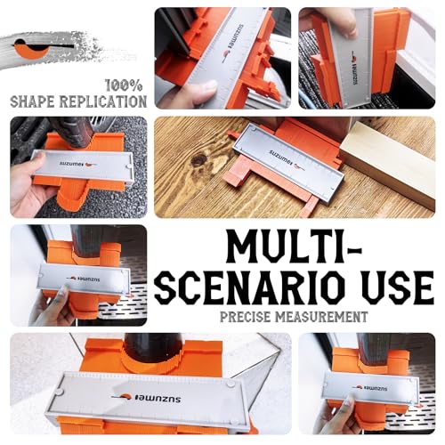 Image of Contour Gauge Profile Tool 5inch Adjustable Lock New ABS Plastic Super Guage with Woodworking Marker for Pipe, Tile, Flooring Contour Gauge for DIY Handyman, Men, Husband, Dad