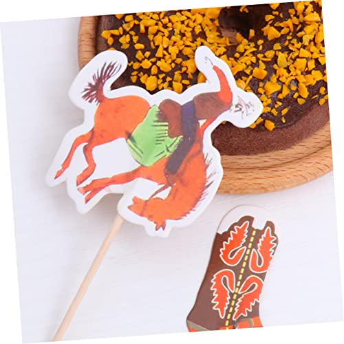 HONMEET 48 Pçs Cupcake Topper Leupold Hat Cowboy Cupcake Toppers Palitos De Bolo Decorações Palitos