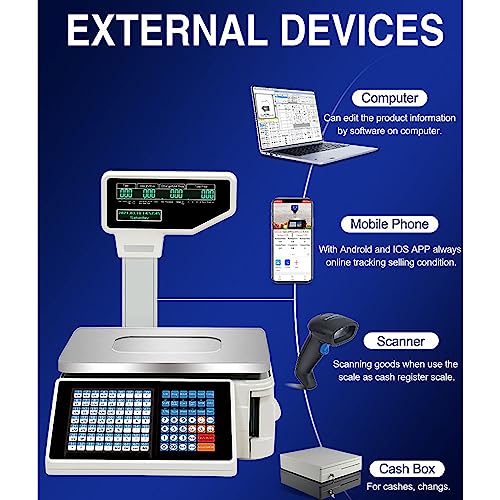 Báscula Digital Electrónica con Impresora Térmica 30kg/60lbs miniatura 3