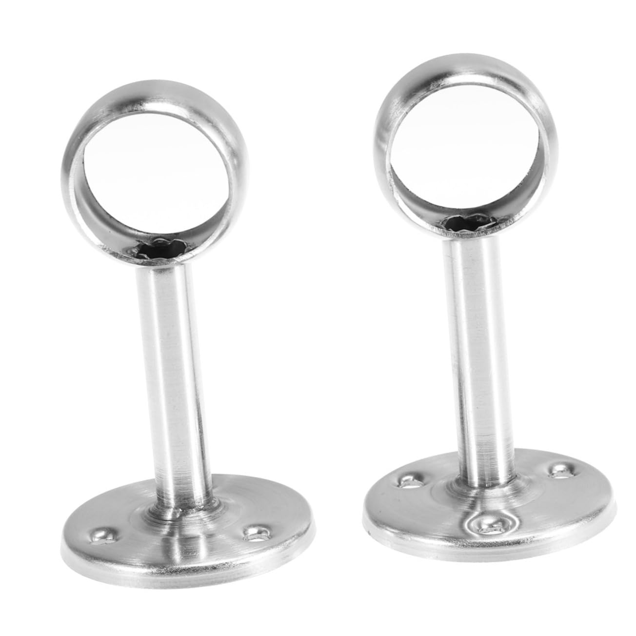 SOLUSTRE 3sets Heavy Duty Stainless Steel Closet Pole Socket Bracket Round Flange for Curtain Rods Support for Drapery Bedrooms Living Rooms and More 2pcs*3