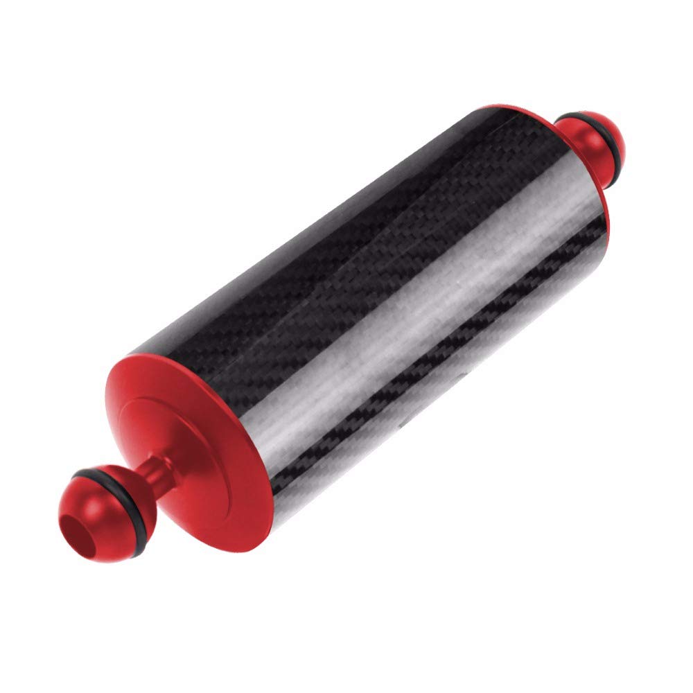 Fiber de Carbone Bras de Lampe à Main 1 Pouce Double rotule D60mm 10/12 Pouces flottabilité 447g/550g plongée sous-Marine Photographie Version améliorée (10inch Red)