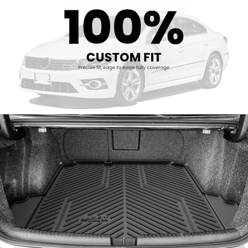 Image of LASFIT Trunk Mat for Volkswagen Jetta 2011-2018, Custom Fit All-Weather TPE Rubber Cargo Mat for VW Jetta Accessories Trunk Liner Cargo Liner, Waterproof, Easy to Clean, Black