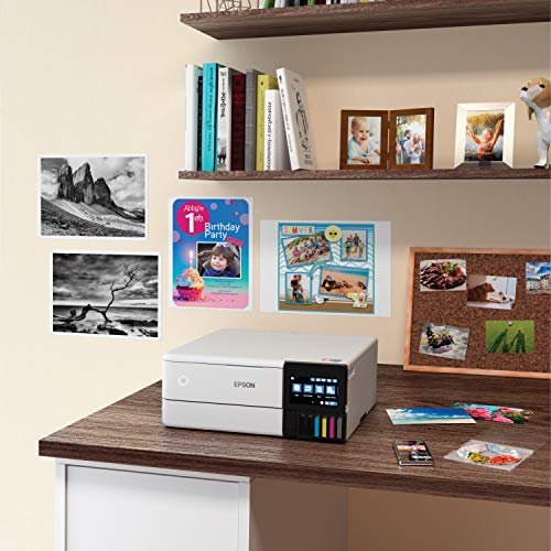 Epson EcoTank Photo ET-8500 Wireless Color All-in-One Supertank Printer with Scanner Copier, Ethernet and 4.3-inch Colorfull Touchscreen - White