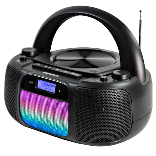 Magnavox MD6972 Portable Top Loading CD Boombox with Digital AM/FM Stereo Radio, Color Changing Lights, and Bluetooth Wireless Technology | CD-R/CD-RW Compatible | LCD Display |