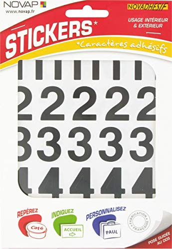 Novadhesif-Números adhesivos con blandos (0 a 9), 40 Mm, color negro
