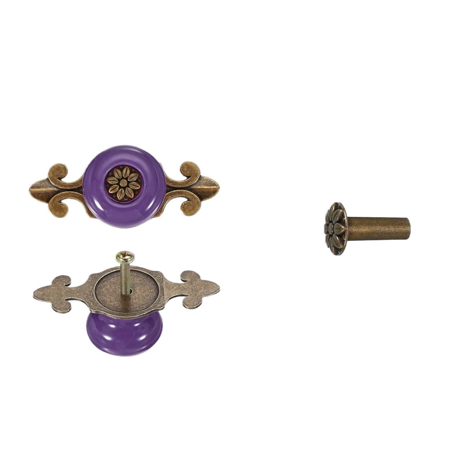 GNYVZXPLQ Ceramic Handle Drawer Knobs, 4 Ceramic Round Petal Cabinet Knobs with Backplate Screw Nut for Drawer Dresser Door(Color 7)