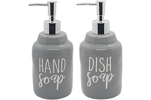 2-Pack Gray Ceramics Hand and Dish Soap Dispenser Set