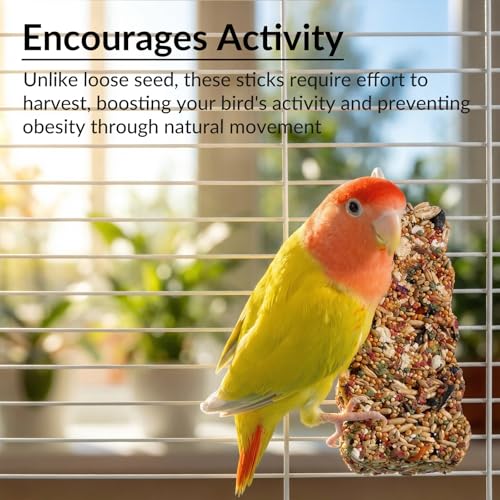 2 PCS Natural Bird Grain Treat Sticks, Blend Foraging Toys for Stress Relief, Metal Hook, for Budgies, Cockatiels, Lovebirds, Conures, Parakeets, Small to Medium Birds - Image 5