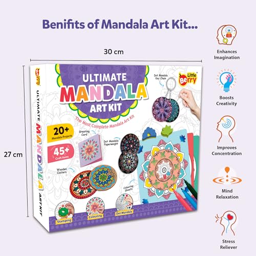 Image of Little Berry Mandala Madhubani Painting Kit | Ultimate Mandala Art Kit for Adults | All-Inclusive Art and Craft Kit for Girls | Create 20+ Projects | Gifts for Girls Age 10-12