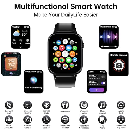 Smart Watch for Men Women, 1.83" HD Touchscreen Fitness Tracker, Bluetooth Calls/Notifications, 100+ Sport Modes, 24/7 Heart Rate & Sleep Monitor, IP68 Waterproof Smartwatch for Phone Android iOS - Image 4