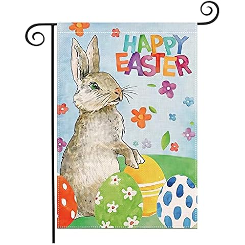 Aitsite Easter Garden Flag 12.5 x 18 Inch,Cute Bunny Easter Egg Vertical Double Sided Spring Season Garden Yard Flags for Outdoor Farmhouse Easter Decoration Cover