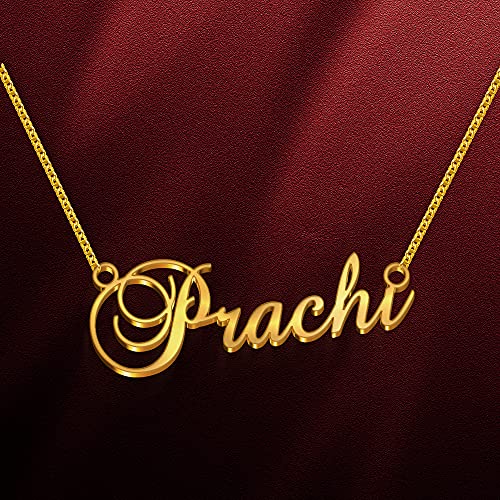 Image of Prachi Cursive Gold & Silver Name Pendant Necklace, Best Jewelry Gift for Girls.