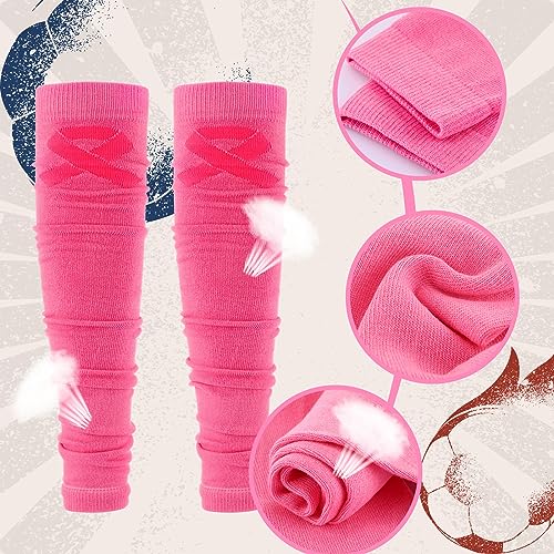 Mepase 4/36 Pairs Women Breast Cancer Awareness Football Leg Sleeves Calf Compression Leg Sleeves for Survivor Sports Teams3
