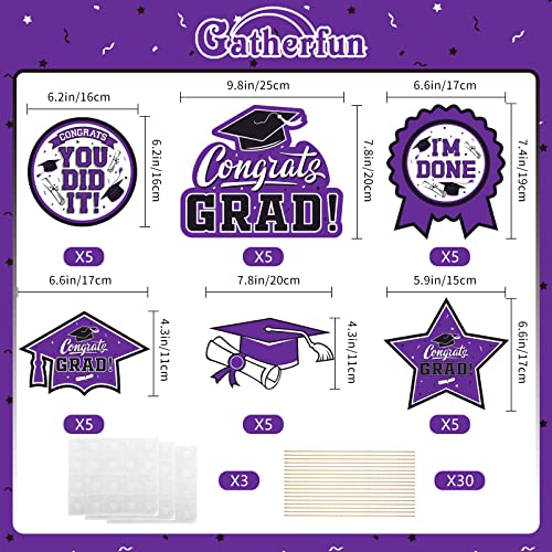 Image of 30PCS Graduation Party Decorations Congrats Grad Table Centerpiece,Table Decorations,Congratulate Graduation Centerpiece Sticks Table Toppers for Graduation Party Supplies(Purple)