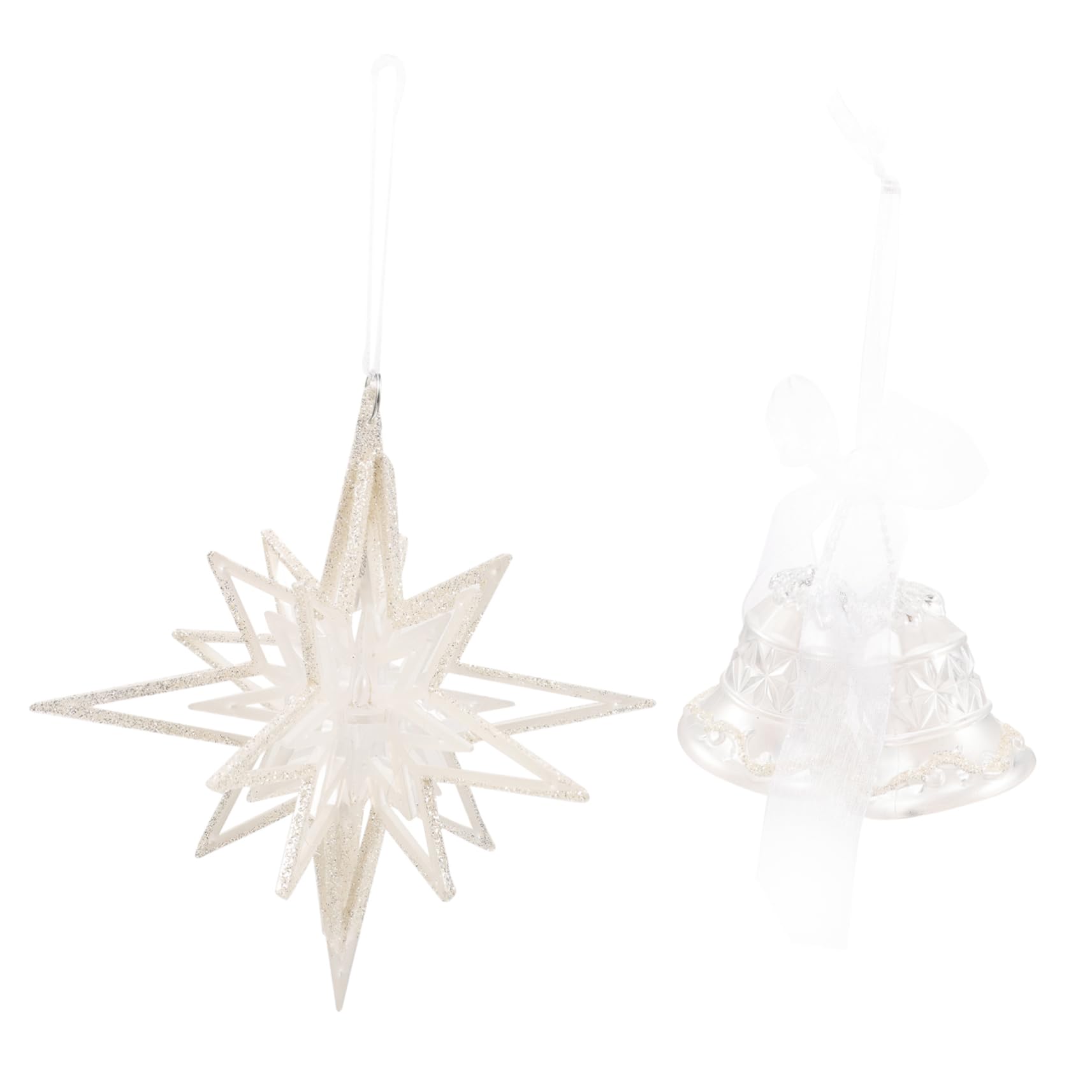 GALPADA 2pcs Delicate Bell Hanging Decors Acrylic Christmas Ornaments for Winter Tree Decoration Star Shaped Xmas Bells Durable Holiday Home Decor for Festive Celebrations