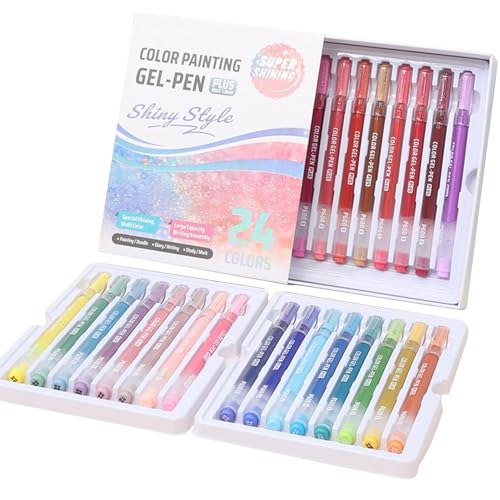 色付きゲルペンセット - 高価値 積み重ね可能 1mm マーカー 大容量マーカーペイントペン | 1mm 滑らかな書き心地 日記 大人 子供 塗り絵鉛筆 学生 教師用