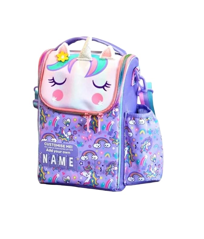Image of Lunch Bag for Kids, Lunch Bag for Office Men, Women and Kids, Canvas Tiffin Bags for School, Picnic, Work, Carry Bag for Lunch Box and Water Bottle (Vertical Unicorn)