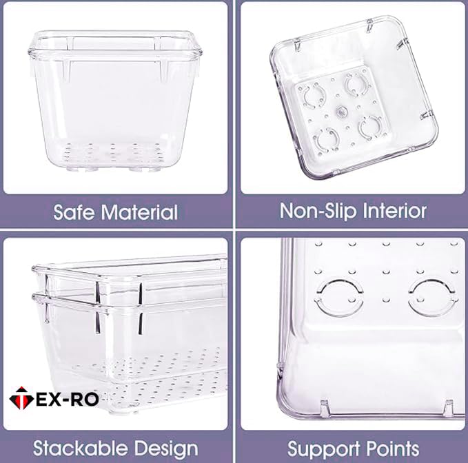 TEX-RO Drawer Organizer Tray/Multi-Purpose Drawers Organisers/Dressing Table Organiser & Make up Organiser/Perfect for Cosmetics, Jewelry, Kitchen and Bathroom (21 pcs, Transparent) - Image 5
