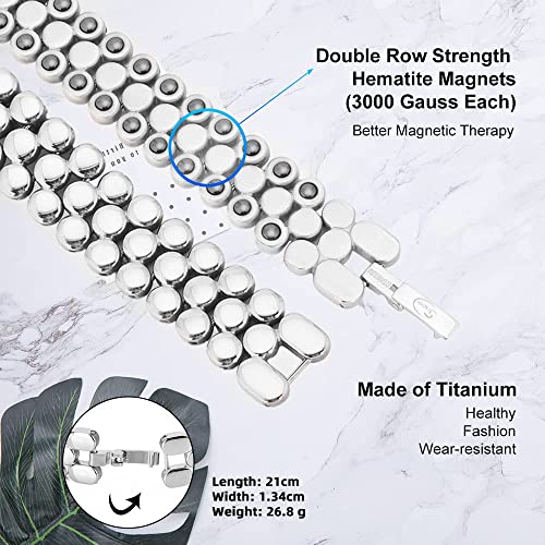 Magnetarmband JEROOT Damen aus Titan mit drei Reihen Hämatit