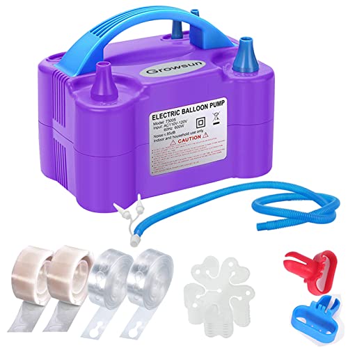 Growsun Balloons Pump Kit Electric Balloon Garland Arch Kit Air Blower Inflator for Party Decoration w/Ballons Tape Strip, Purple