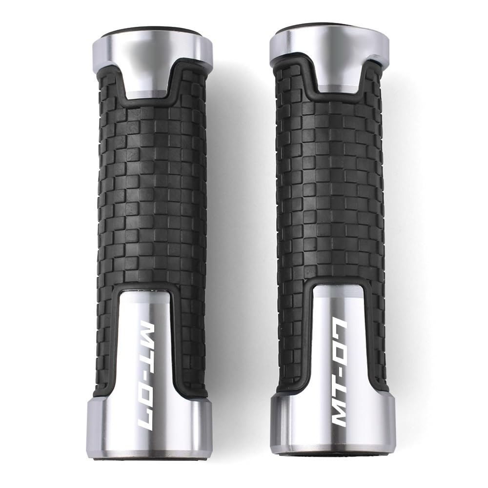 Poignées de guidon moto CNC en caoutchouc gel argent pour Yamaha MT07 2014-2021