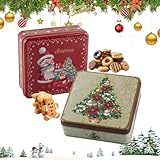 Shyllin Blechdose für Weihnachtsplätzchen 2 Stück, Metalldosen, Keksdose Plätzchendose, Geschenkdosen, Keksdose, Quadratisch, 17x17x6cm, für Süßigkeiten, Tee, Kaffee, Kekse, Geschenke