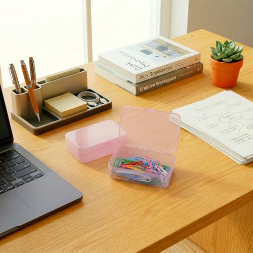 Image of 12 Pack Pink Small Containers with Lids 3.35x2.17x0.98 in, Mini Plastic Storage Box for DIY Bead Organizer, Craft Accessory Case